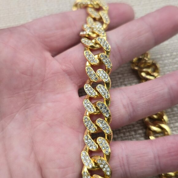 20 Inch Gold Plated Never Give Up Pendant Bling Necklace B983 - Picture 6 of 10